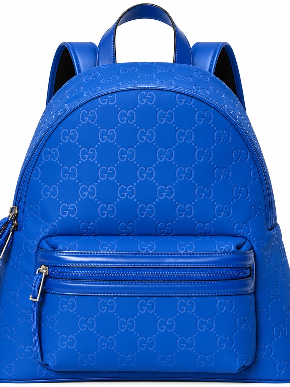 $3100 Gucci Blue Backpack RARE  Gg Matte Rubber Fabric, Leather, Neoprene